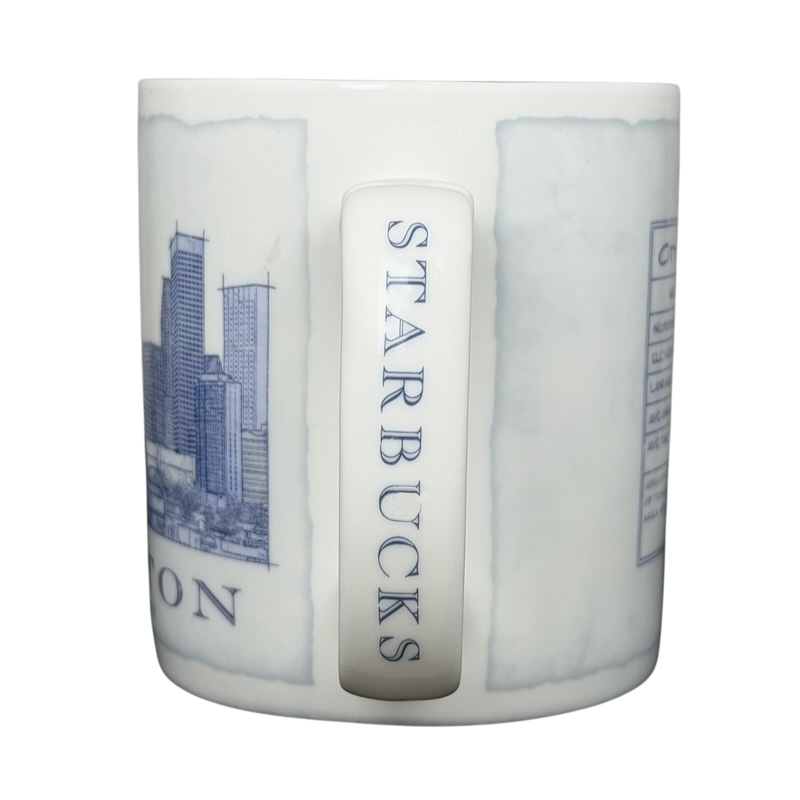 Starbucks Architect Series Houston vintage mug featuring city skyline design and detailed information