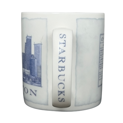 Starbucks Architect Series Houston vintage mug featuring city skyline design and detailed information