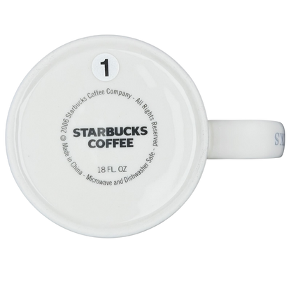Bottom view of the Starbucks Architect Series Las Vegas vintage mug showing brand and care instructions