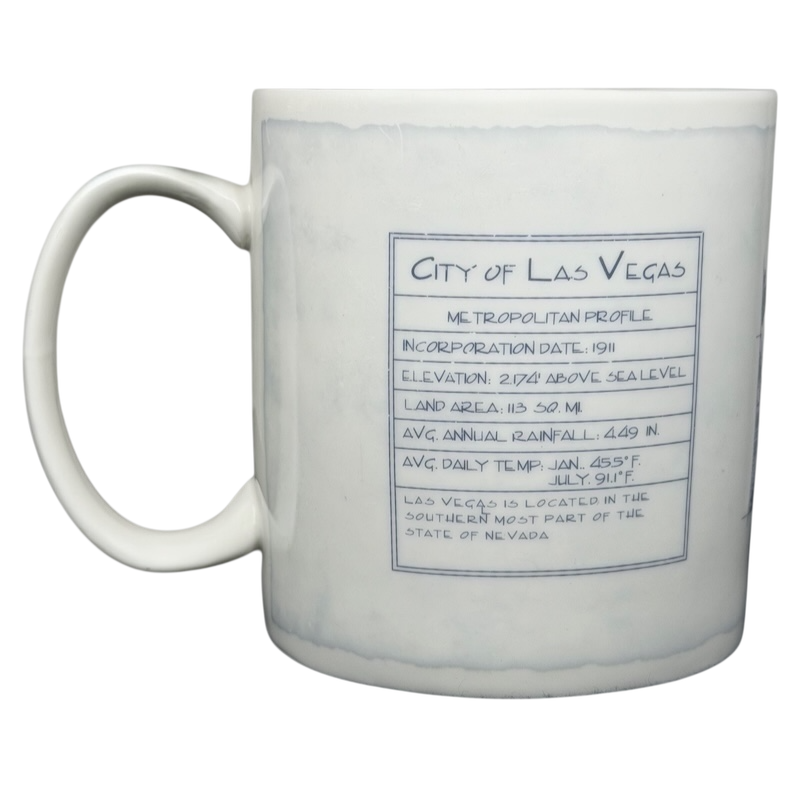 Starbucks Architect Series Las Vegas vintage mug featuring city profile details and historical information