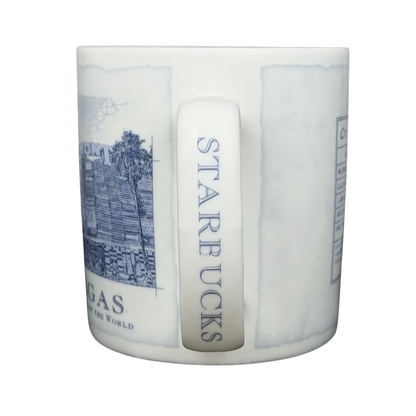 Starbucks Architect Series Las Vegas vintage mug featuring iconic city designs and blue accents