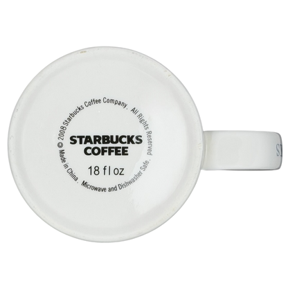 Bottom view of Starbucks Architect Series Los Angeles vintage mug showcasing the brand logo and 18 oz capacity