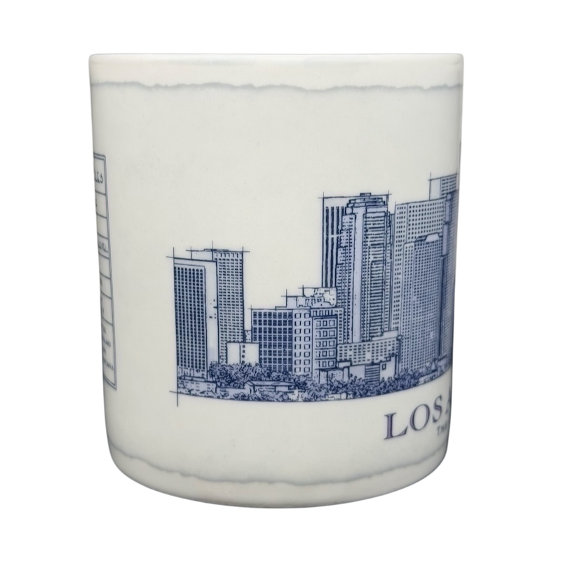 Starbucks Architect Series Los Angeles vintage mug featuring skyline design in blue and white