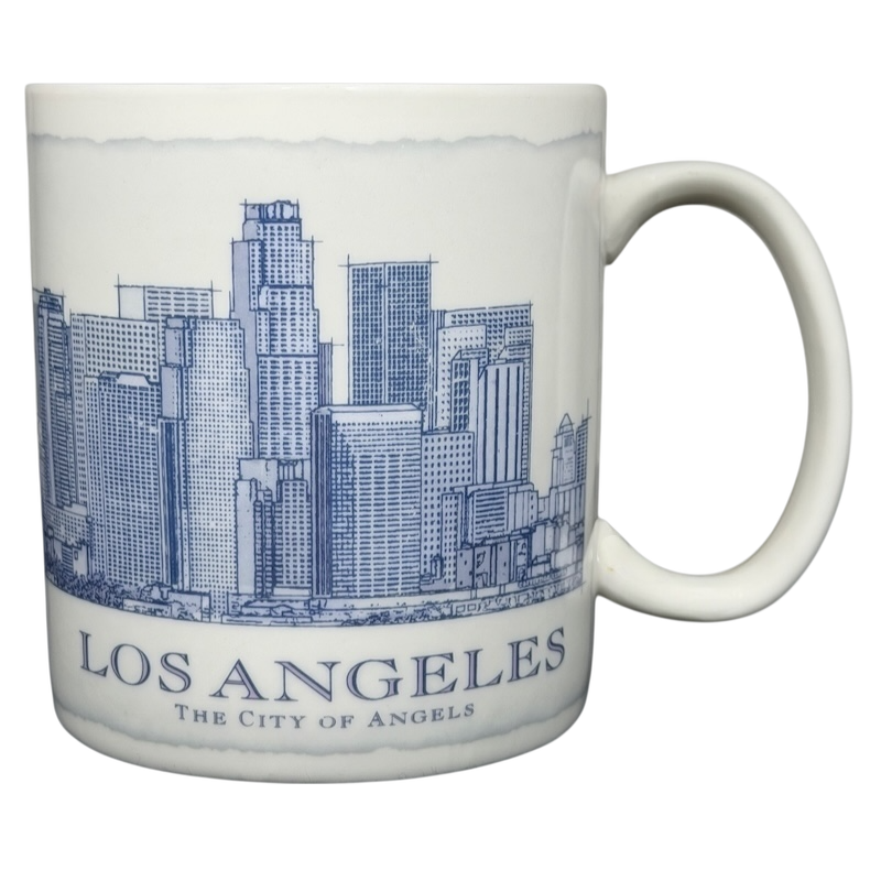 Starbucks Architect Series Los Angeles vintage mug featuring skyline design in blue and white colors