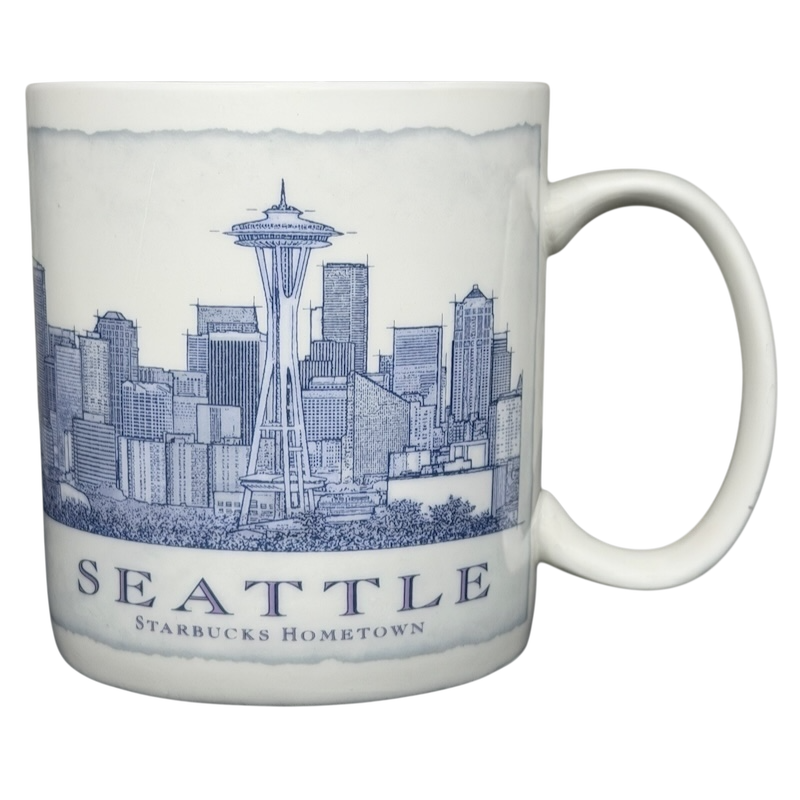 Starbucks Architect Series Seattle vintage mug featuring the Space Needle and city skyline design