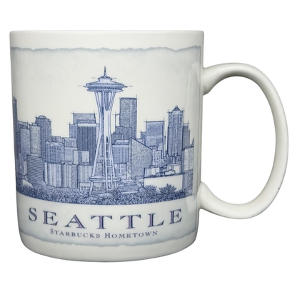 Starbucks Architect Series Seattle vintage mug featuring the Space Needle and city skyline design