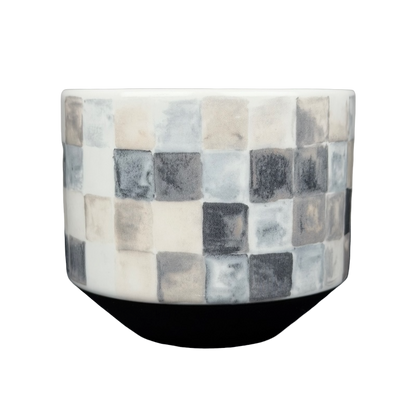 Starbucks artisan heritage mug featuring a stylish checkered pattern in neutral tones