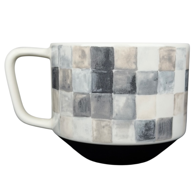 Starbucks artisan heritage mug featuring a checkerboard design in neutral tones for coffee lovers