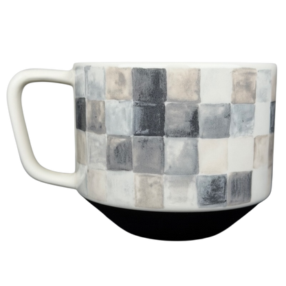 Starbucks artisan heritage mug featuring a checkerboard design in neutral tones for coffee lovers
