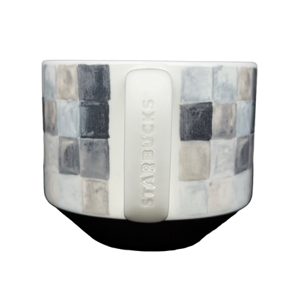Starbucks artisan heritage mug featuring a unique block pattern in gray and beige tones