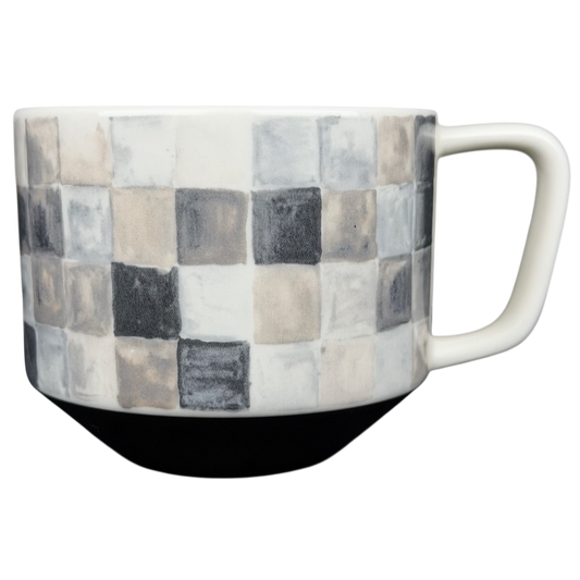 Starbucks artisan heritage mug featuring a checkerboard design in neutral colors