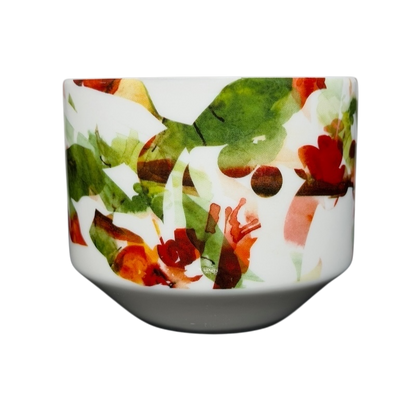 Starbucks Artisan Series collectible mug featuring a colorful floral design on white porcelain