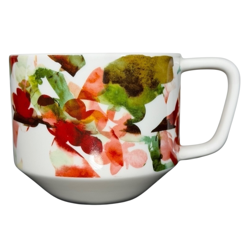 Starbucks Artisan Series collectible mug with colorful floral design and unique shape