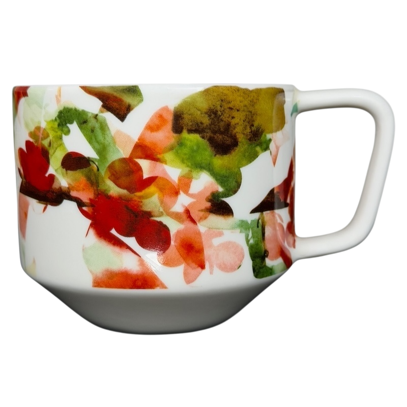 Starbucks Artisan Series collectible mug featuring a colorful floral design with rich hues