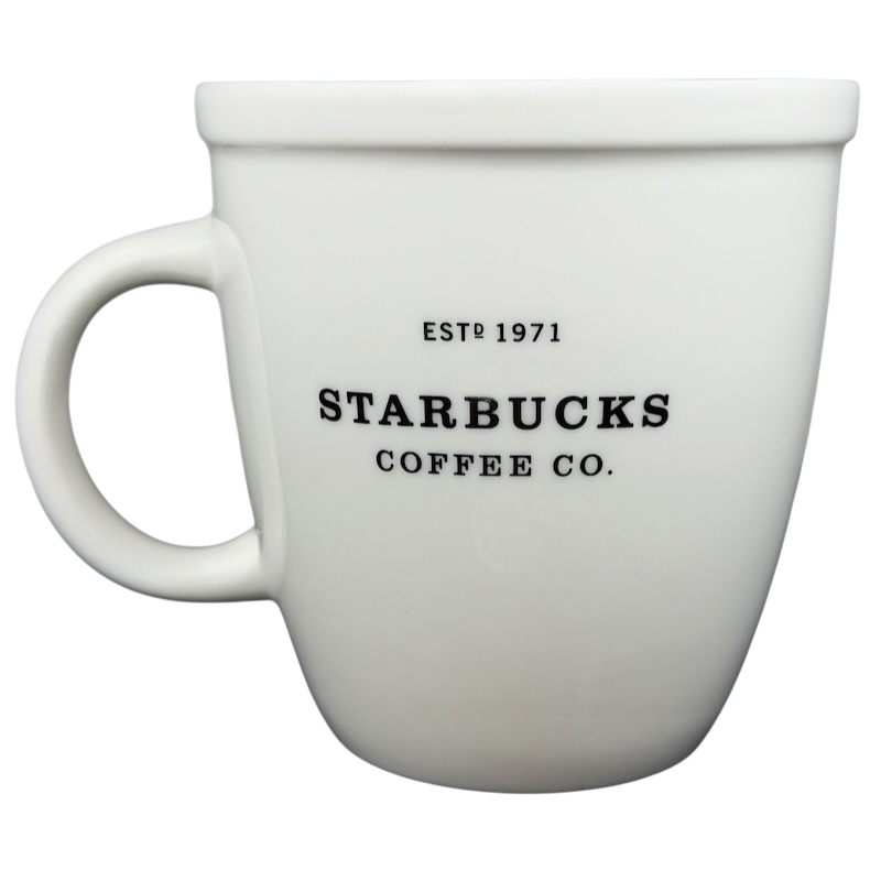 Starbucks Barista Abbey ESTD 1971 Mug 2001 in white ceramic with classic logo