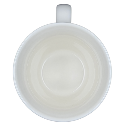 Top view of the Starbucks Barista Abbey ESTD 1971 Mug 2001, showcasing its simple white interior design