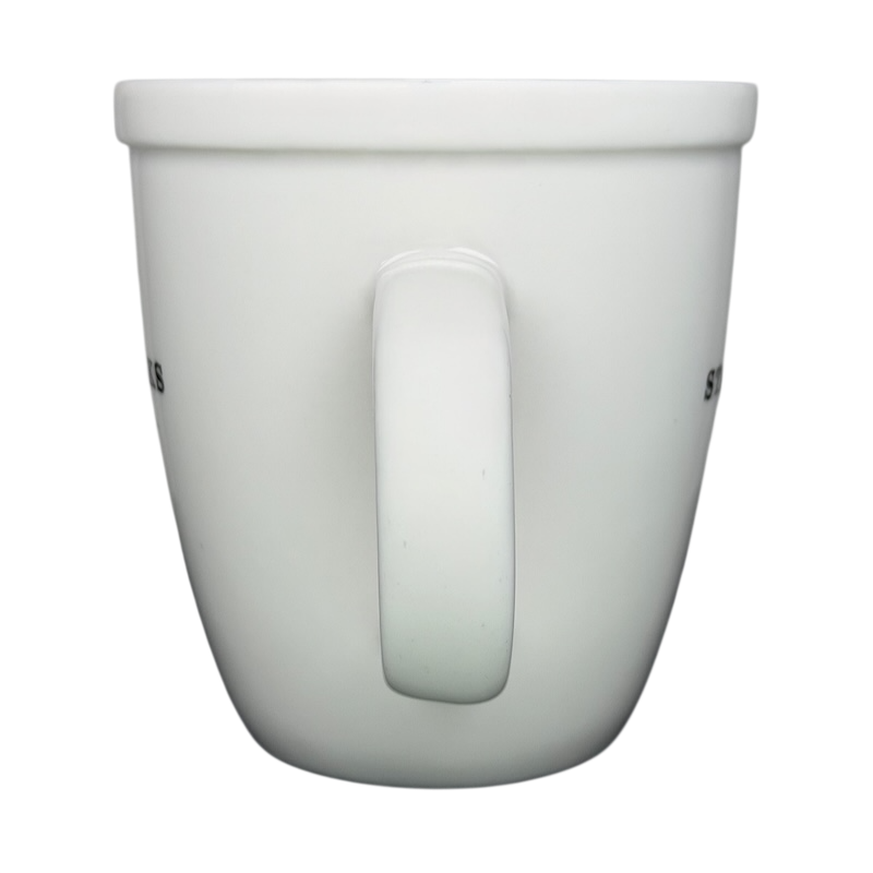 Starbucks Barista Abbey ESTD 1971 Mug 2001 in white ceramic with a simple design