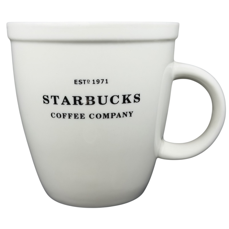 Starbucks Barista Abbey ESTD 1971 Mug 2007 in white ceramic with handle for coffee lovers