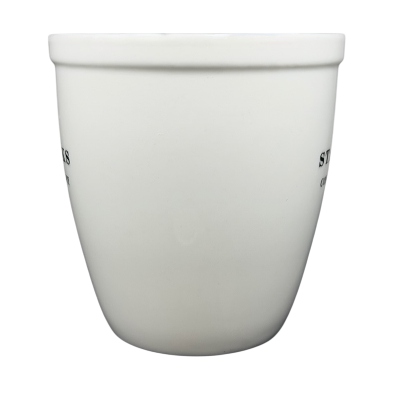 Starbucks Barista Abbey ESTD 1971 Mug 2007 in white ceramic with a minimalist design