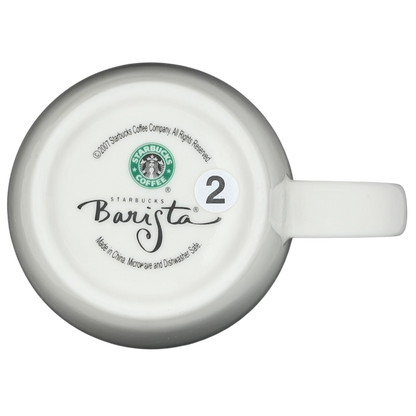 Bottom view of Starbucks Barista Abbey ESTD 1971 Mug 2007 showing logo and care instructions