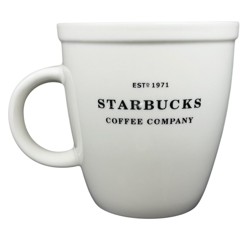 Starbucks Barista Abbey ESTD 1971 Mug 2007 featuring classic white ceramic design and iconic logo