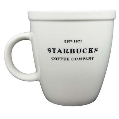 Starbucks Barista Abbey ESTD 1971 Mug 2007 featuring classic white ceramic design and iconic logo
