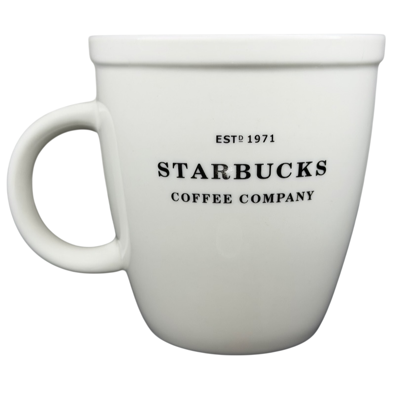 Starbucks Barista Abbey ESTD 1971 Mug 2007 in white with classic logo design for coffee lovers