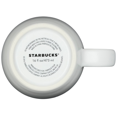 Top view of Starbucks Barista Abbey ESTD 1971 Mug 2016 showcasing its 16 fl oz capacity and simple design