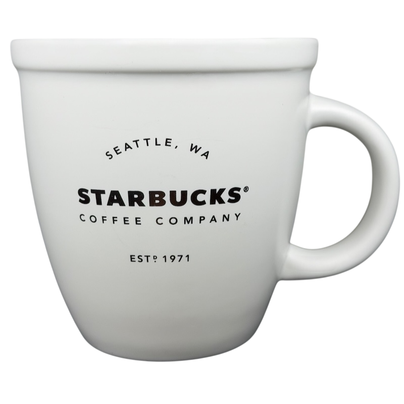Starbucks Barista Abbey ESTD 1971 Mug 2016 in white with classic logo and iconic design
