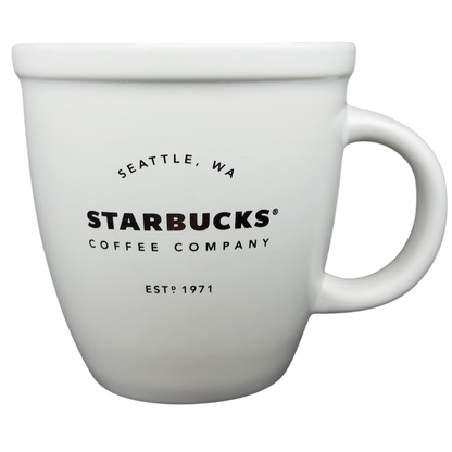 Starbucks Barista Abbey ESTD 1971 Mug 2016 in white with classic logo and iconic design