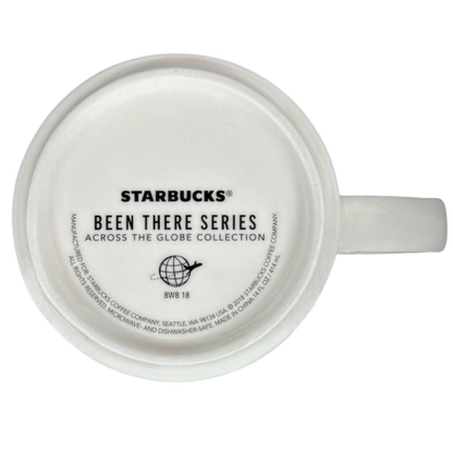 Bottom view of Starbucks Been There Massachusetts mug showing brand and series details