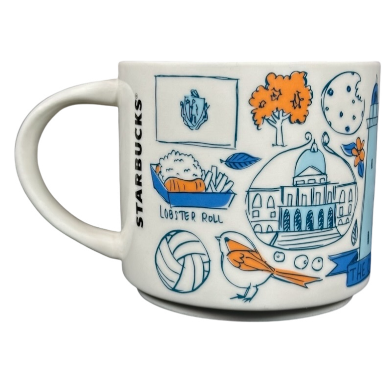 Starbucks Been There Massachusetts mug featuring state-themed illustrations and landmarks