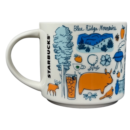 Starbucks Been There North Carolina mug featuring Blue Ridge Mountains and state-themed illustrations