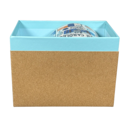 Starbucks Been There North Carolina mug partially visible inside a blue and brown gift box