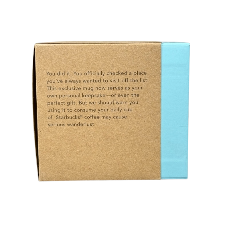 Box packaging for Starbucks Been There North Carolina mug with gift message and light blue design
