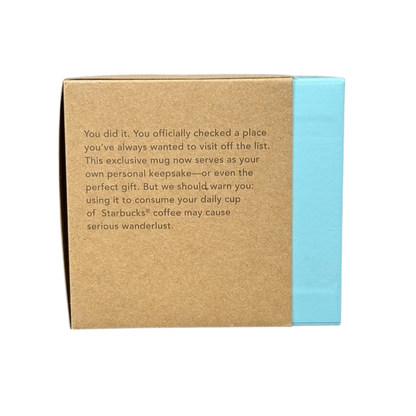 Box packaging for Starbucks Been There North Carolina mug with gift message and light blue design