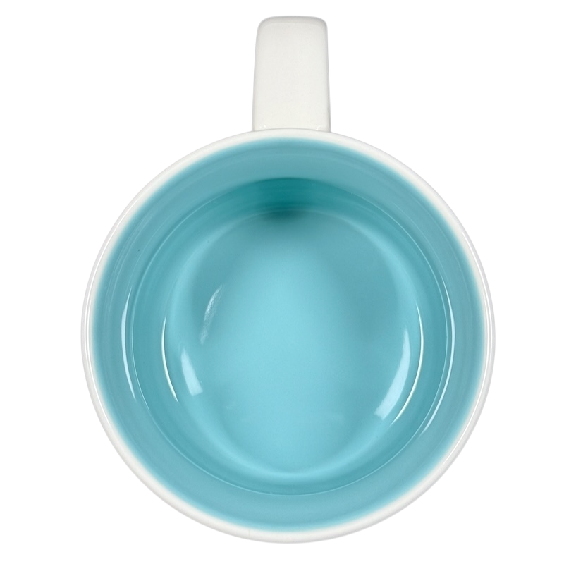 Top view of Starbucks Been There North Carolina mug with light blue interior and white handle