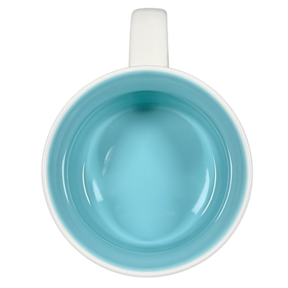 Top view of Starbucks Been There North Carolina mug with light blue interior and white handle