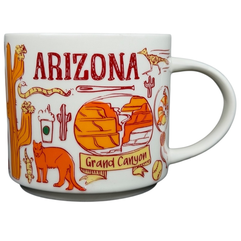 Starbucks Been There Series Arizona mug featuring the Grand Canyon and local wildlife illustrations