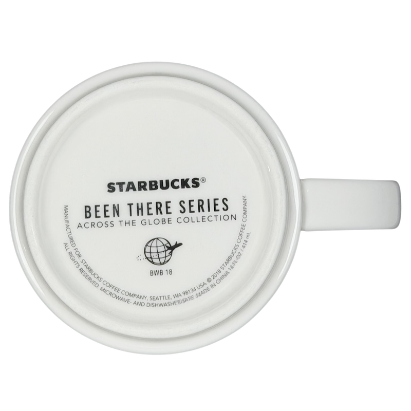 Bottom view of the Been There Series Los Angeles Mug Starbucks showcasing the logo and design details