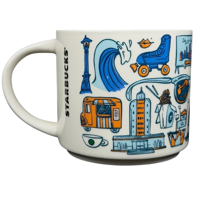 Been There Series Los Angeles Mug Starbucks featuring iconic landmarks and vibrant colors