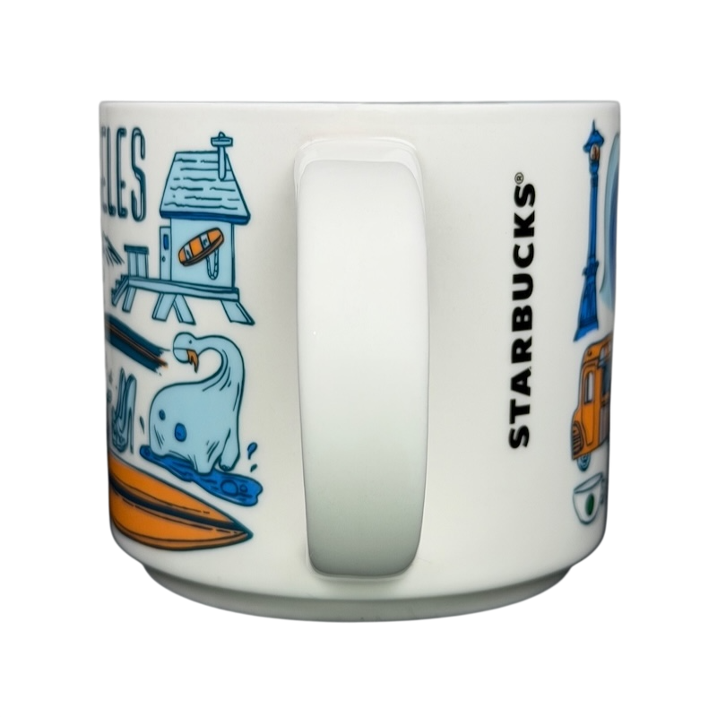 Been There Series Los Angeles Mug Starbucks featuring colorful illustrations and iconic landmarks