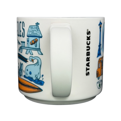 Been There Series Los Angeles Mug Starbucks featuring colorful illustrations and iconic landmarks
