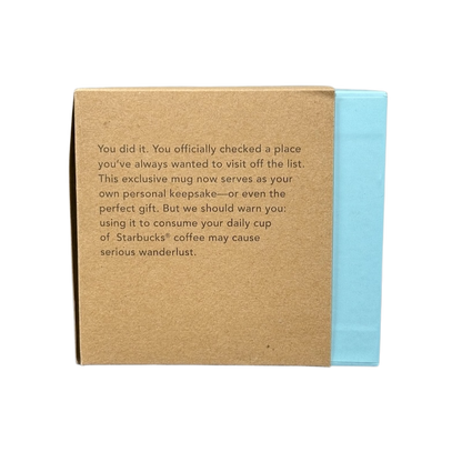 Starbucks Been There Series Maine mug packaging with a brown and blue box featuring product description