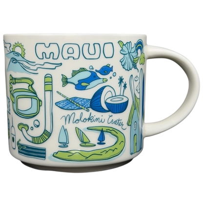 Been There Series Maui Mug Starbucks featuring colorful designs of Maui attractions and activities
