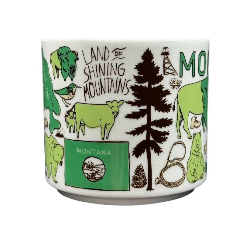 Starbucks Been There Series Montana mug with green wildlife and mountain illustrations