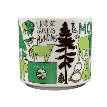 Starbucks Been There Series Montana mug with green wildlife and mountain illustrations