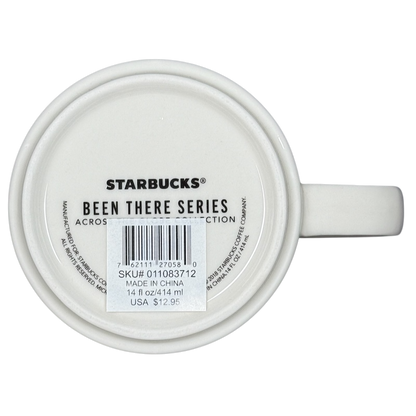 Bottom view of Starbucks Been There Series mug Texas showing product details and barcode