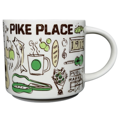 Been There Series Pike Place Mug Starbucks featuring iconic illustrations of the Pike Place Market