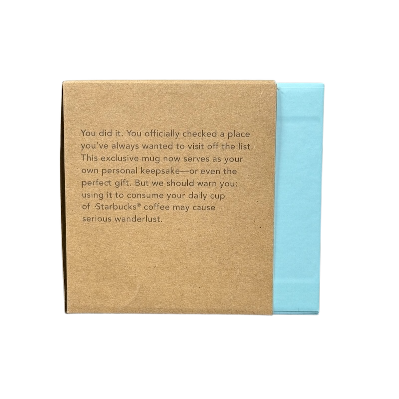 Starbucks Been There Series Rhode Island mug packaging with a message about the mug being a personal keepsake or gift